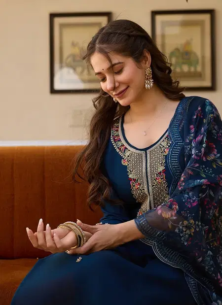 Pari By 9star Pure Viscose Chanderi With Embroidery Work Top With Bottom Dupatta Online Wholesale